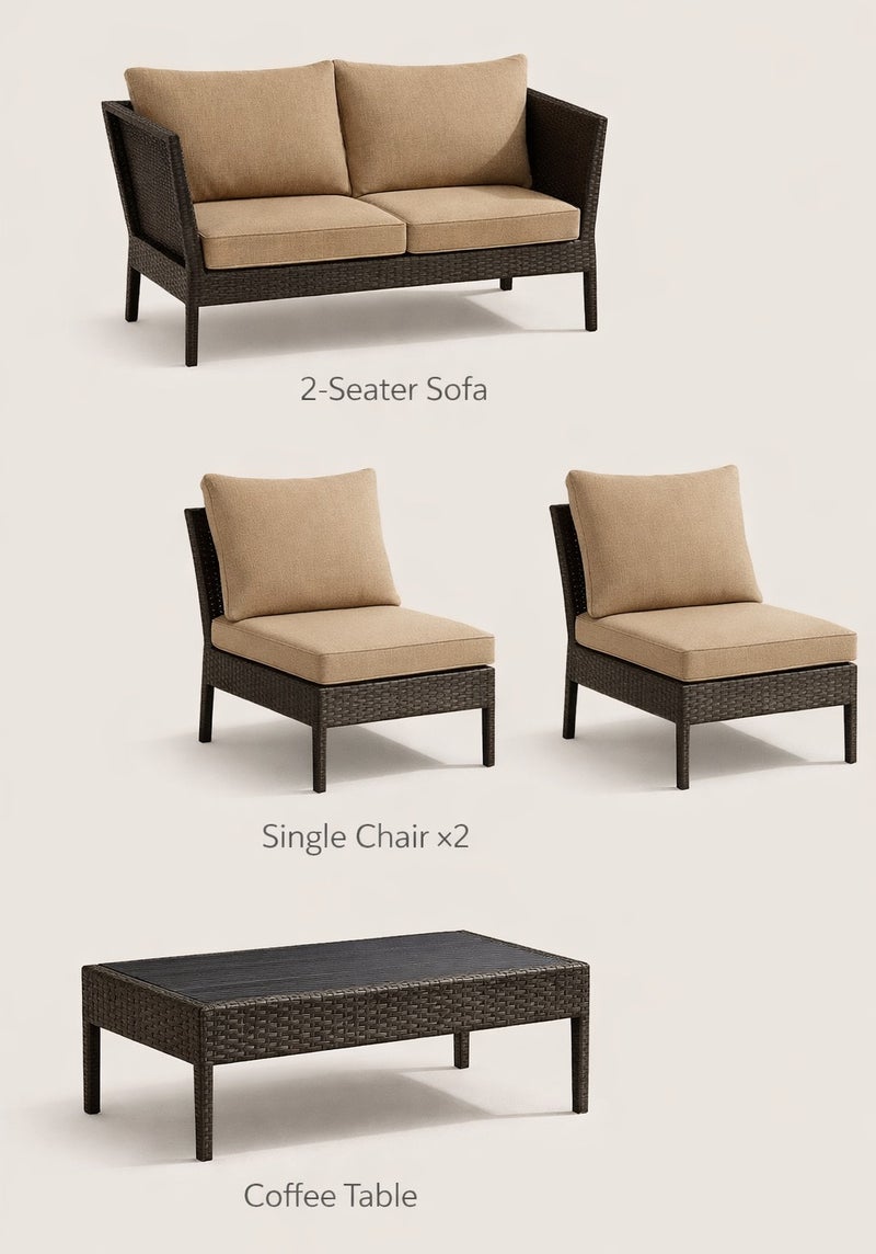 Harmony Home طقم أثاث خارجي للحديقة من هارموني هوم، 3 كراسي مع طاولة مركزية، وسائد رمادية - Image 3