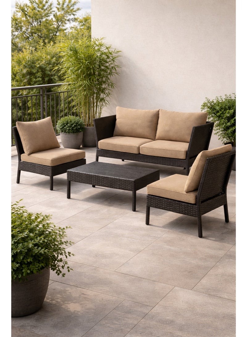 Harmony Home طقم أثاث خارجي للحديقة من هارموني هوم، 3 كراسي مع طاولة مركزية، وسائد رمادية - Image 5