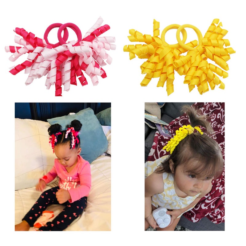 CellElection 30PCS Baby Girl Hair Ties Colorful Curly Korker Bow Grosgrain Ribbon Hair Bows Ponytail Holders Hair Accessories for Girls Toddlers Kids Children in Pairs - Image 3