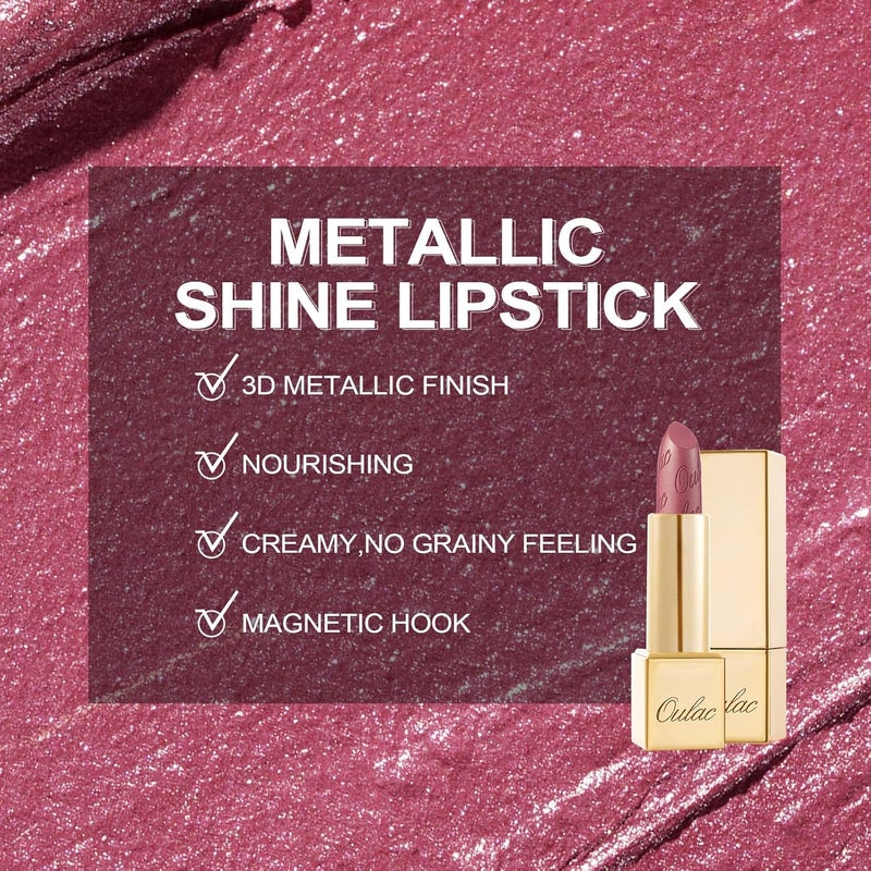 OULAC Pink Metallic Shine Lipstick Baby Pink Glitter Long Lasting Lipsticks High Impact Soft and Ultra Hydrating Lip ColorVegan CrueltyFree FullCoverage Lip 43 g015 oz Cosmopolis01 - Image 4