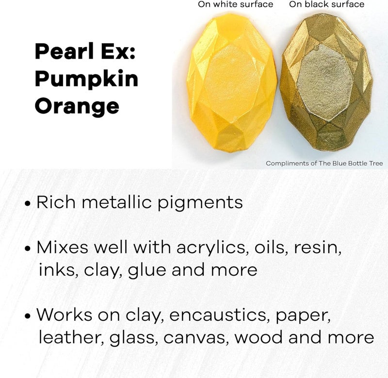 Jacquard Pearl Ex Powdered Pigments - Pumpkin Orange, 0.75 oz - Image 2