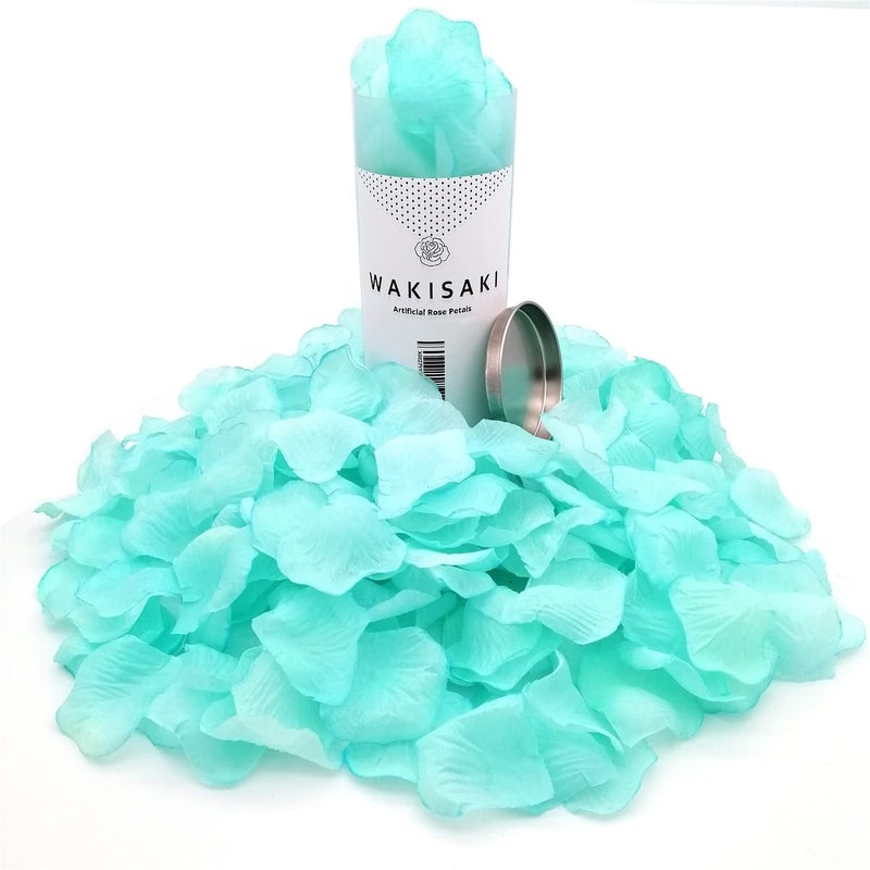 WAKISAKI Ready-to-use, Scented, Artificial Aqua Blue Rose Petals for Weddings, Flower Petals for Romantic Night Decorations, Engagement, Proposal, Anniversary, Valentine's 1,000 PCS (Light Aqua) - Image 1