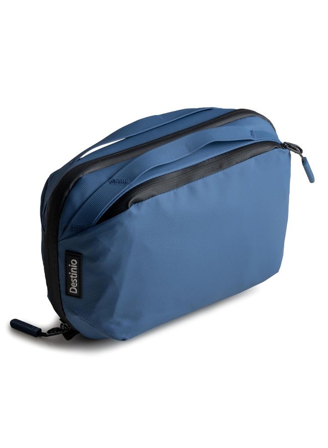 Destinio Travel Toiletry Bag for Man and Women-Waterproof, Premium Hanging Toiletries Shaving Kit, Cosmetics Organizer Pouch for Makeup, Grooming Multi Utility Compartments for Accessories (Dark Blue) - Image 1