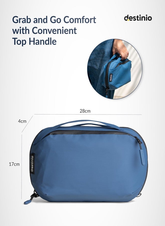 Destinio Travel Toiletry Bag for Man and Women-Waterproof, Premium Hanging Toiletries Shaving Kit, Cosmetics Organizer Pouch for Makeup, Grooming Multi Utility Compartments for Accessories (Dark Blue) - Image 5