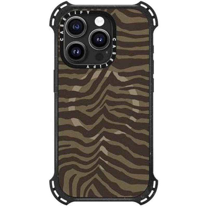 Casetify Bounce iPhone 15 Pro Case 【6X Military Grade Drop Tested / 21.3ft Drop Protection/Compatible with Magsafe】 - Zebra-Brown - Triple Black - Image 4