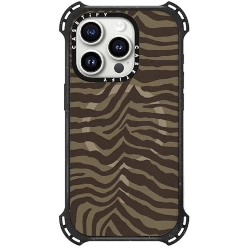 Casetify Bounce iPhone 15 Pro Case 【6X Military Grade Drop Tested / 21.3ft Drop Protection/Compatible with Magsafe】 - Zebra-Brown - Triple Black - Image 3