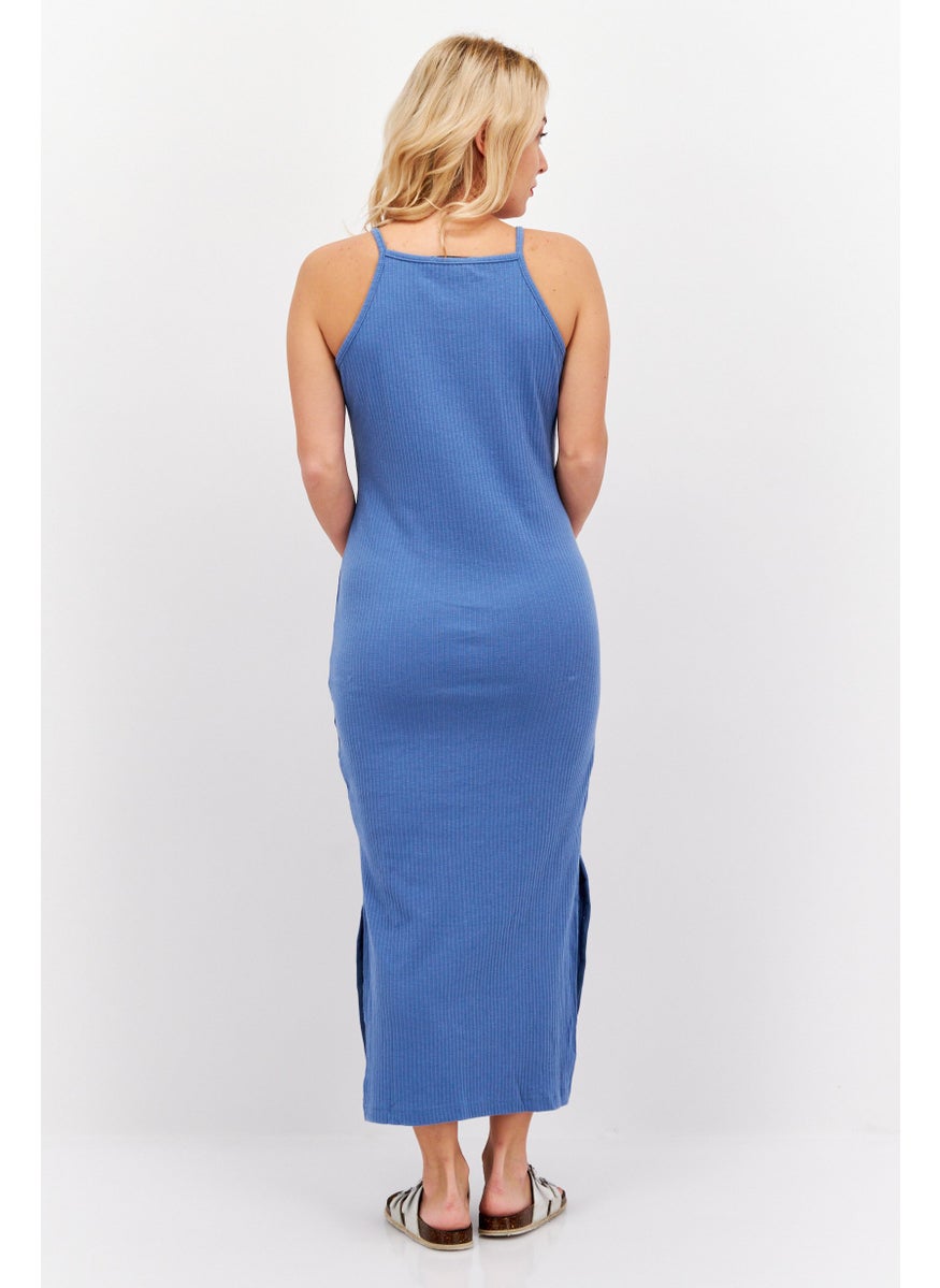 Missguided Maternity Textured Midi Dress, Blue  - Image 4