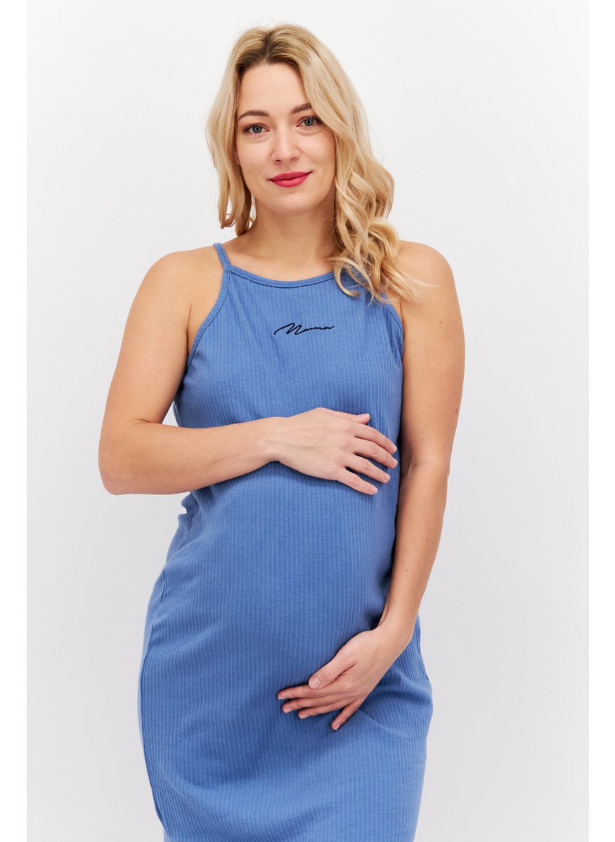 Missguided Maternity Textured Midi Dress, Blue  - Image 2