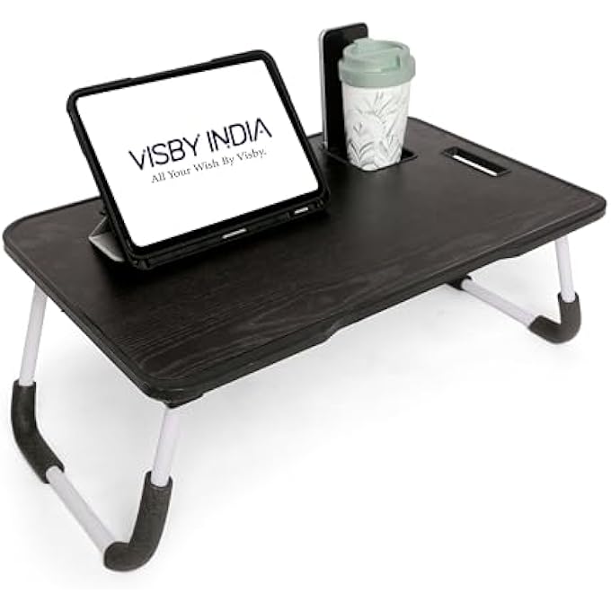 VISBY INDIA LAPTOP BED TRAY TABLE, LAPTOP DESK FOR BED,FOLDABLE LAP DESK STAND NOTEBOOK DESK ADJUSTABLE LAPTOP TABLE FOR BED PORTABLE NOTEBOOK BED TRAY LAP TABLET WITH CUP HOLDER (A4) - Image 1