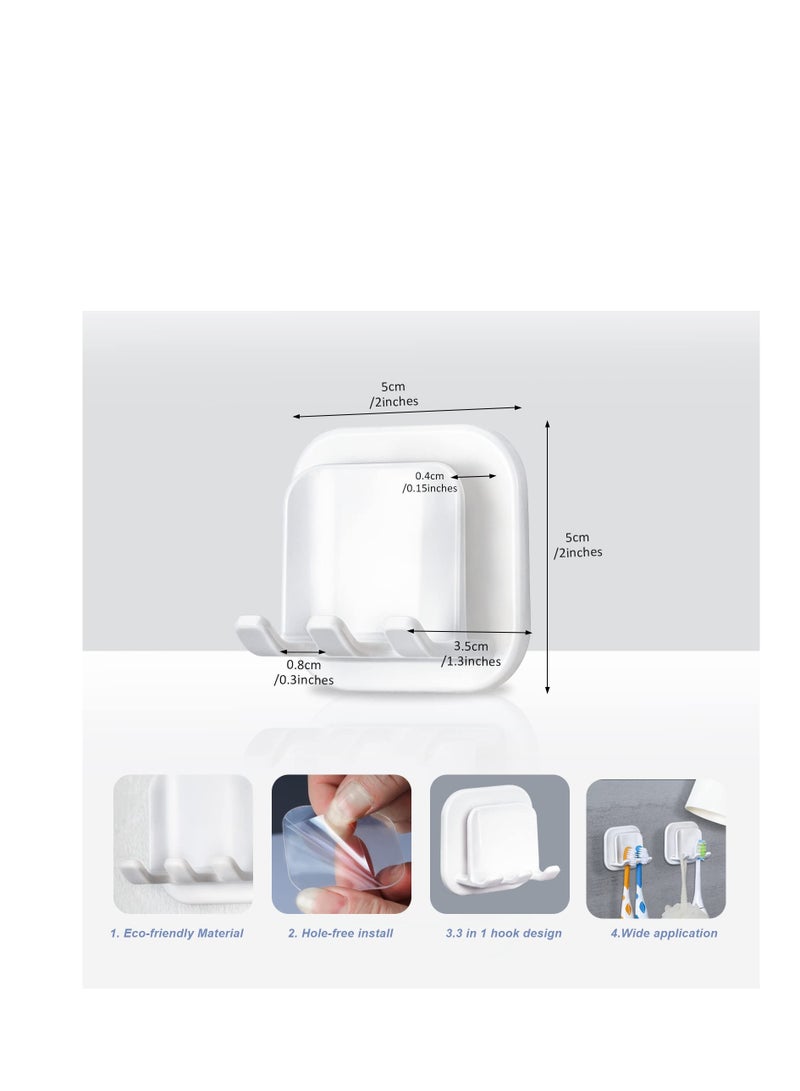 Excefore طقم حامل فرشاة أسنان 6 قطع، حامل فرشاة أسنان مثبت ذاتيًا على الحائط، حامل فرشاة أسنان مثبت على الحائط لحمام (نمط ياباني) - Image 4