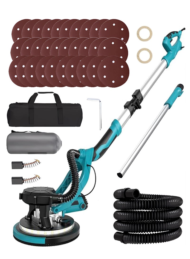 WAMIT Drywall Sander with Vacuum Dust Collector,1980W Sander Tool with 5 Variable Speed 800-1800RPM, Sander Tool Drywall Sander with Extendable Handle, LED Light,50pcs Sanding Discs,Blue - Image 1