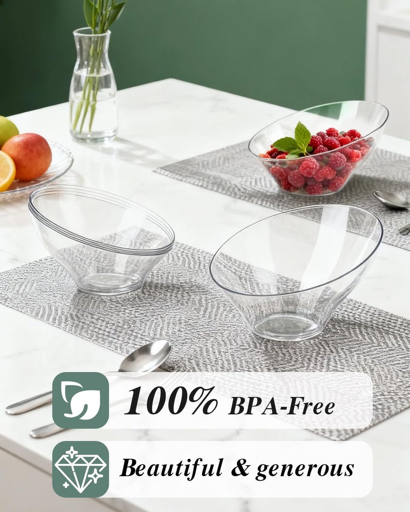 BESTVIP 12 Pack 20oz Angled Disposable Serving Bowls - Clear Plastic Serving Bowls for Party, Party for Chips, Snacks, Fruit, Salad - Bowls for Parties, Daily Use, Catering,Halloween, Christmas - Image 4
