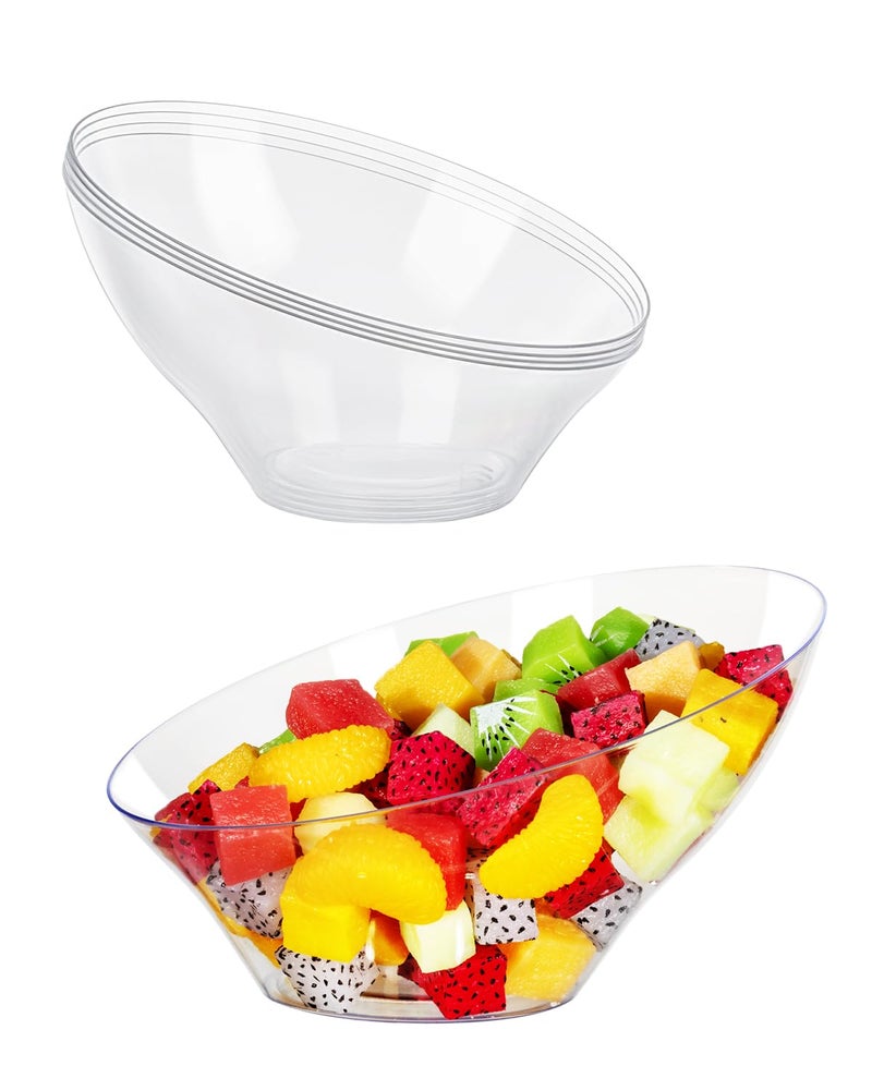 BESTVIP 12 Pack 20oz Angled Disposable Serving Bowls - Clear Plastic Serving Bowls for Party, Party for Chips, Snacks, Fruit, Salad - Bowls for Parties, Daily Use, Catering,Halloween, Christmas - Image 1