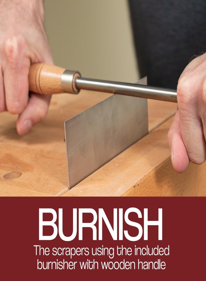 Fulton Cabinet Scraper Burnisher with 6 Piece Multi-Shaped Card Scraper Woodworking Set, 3 Rectangle 1 Beveled 1 Curved (Convex and Concave) and 1 Gooseneck Wood Scraper for Woodworking - Image 2