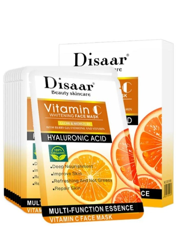 Disaar Beauty Face Mask Hyaluronic Acid Anti-Aging Repair Essence Vitamin C 10PCS - Image 3