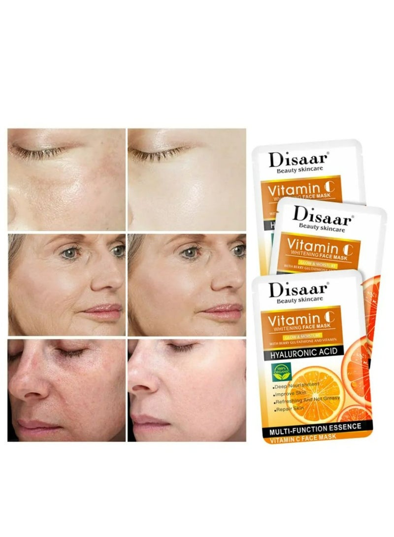 Disaar Beauty Face Mask Hyaluronic Acid Anti-Aging Repair Essence Vitamin C 10PCS - Image 2