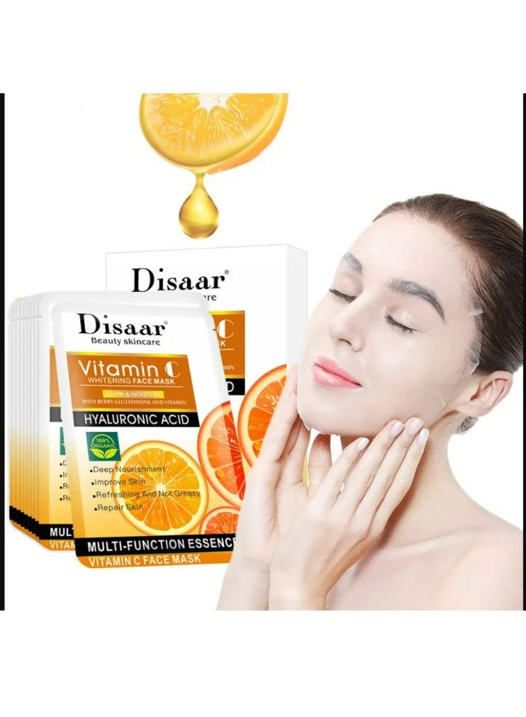 Disaar Beauty Face Mask Hyaluronic Acid Anti-Aging Repair Essence Vitamin C 10PCS - Image 1