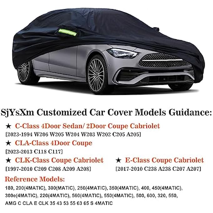 rayihni Car Cover Compatible with Mercedes-Benz/AMG C-CLASS(94-22) Sedan Coupe Cabriolet/CLA-CLASS(13-22) Coupe, Waterproof All Weather Auto Cover Outdoor/Indoor, Full Exterior Cover with Storage Bag - Image 3