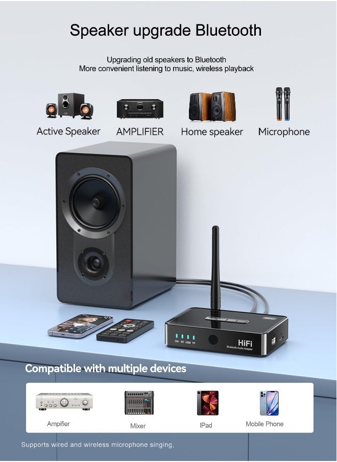 Generic Bluetooth 5.1 Receiver Adapter for Home Stereo, Low Latency HD Music, Supports Optical and AUX 3.5mm for Speakers, Wired Speakers, Home Music Streaming Systems  - Image 4