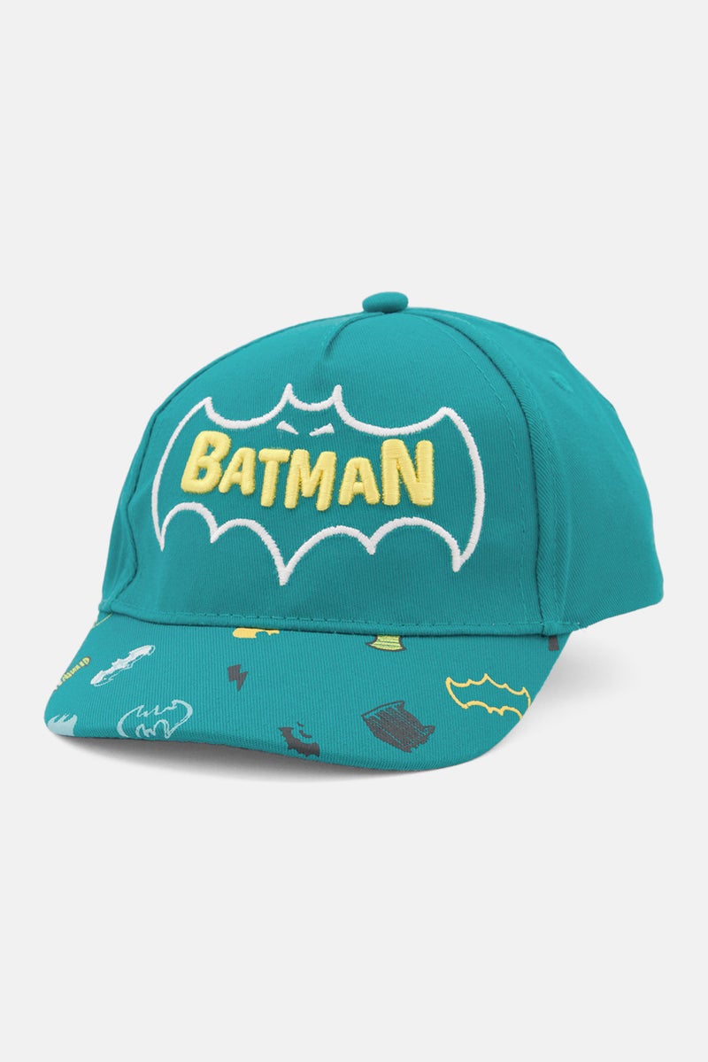Batman Kids Boy Embroidered Logo Adjustable Cap, Mint Blue  - Image 1