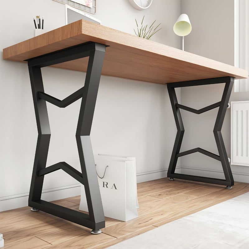 POLUNCA Black Metal Desk Legs Industrial Modern High Coffee Table Legs Bench Chair BaseSet of 228 H x197W - Image 1