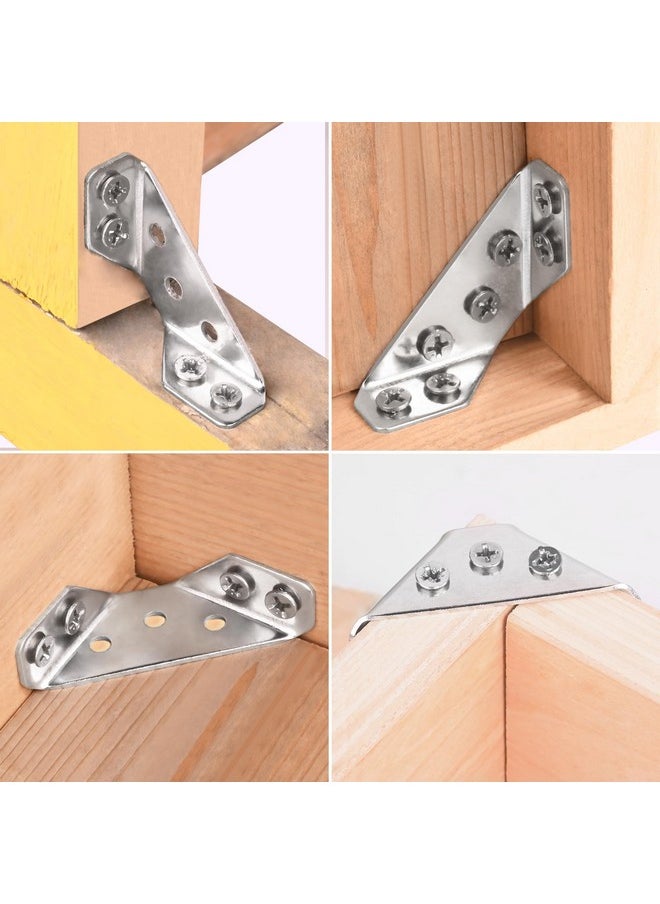 PlusRoc PlusRoc 24-Pack Universal Stainless Steel Furniture Corner Connectors with Screws - Heavy Duty Triangular Support Brackets for Wood Furniture, Drawers, Cabinets, Tables, and Chairs  - Image 5
