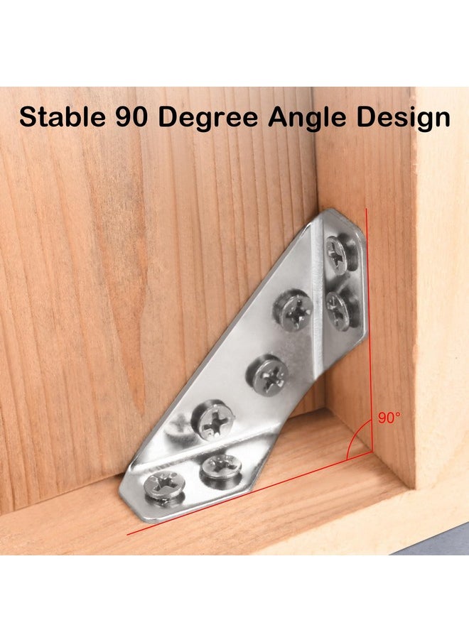 PlusRoc PlusRoc 24-Pack Universal Stainless Steel Furniture Corner Connectors with Screws - Heavy Duty Triangular Support Brackets for Wood Furniture, Drawers, Cabinets, Tables, and Chairs  - Image 3