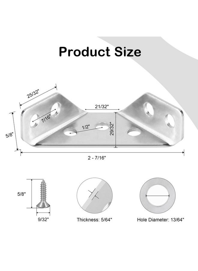 PlusRoc PlusRoc 24-Pack Universal Stainless Steel Furniture Corner Connectors with Screws - Heavy Duty Triangular Support Brackets for Wood Furniture, Drawers, Cabinets, Tables, and Chairs  - Image 2
