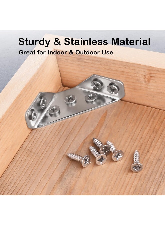 PlusRoc PlusRoc 24-Pack Universal Stainless Steel Furniture Corner Connectors with Screws - Heavy Duty Triangular Support Brackets for Wood Furniture, Drawers, Cabinets, Tables, and Chairs  - Image 4