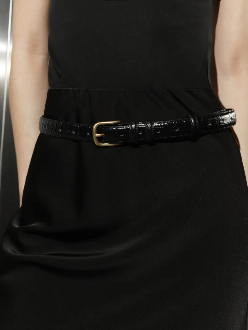 ليتشي حزام جلدي رفيع