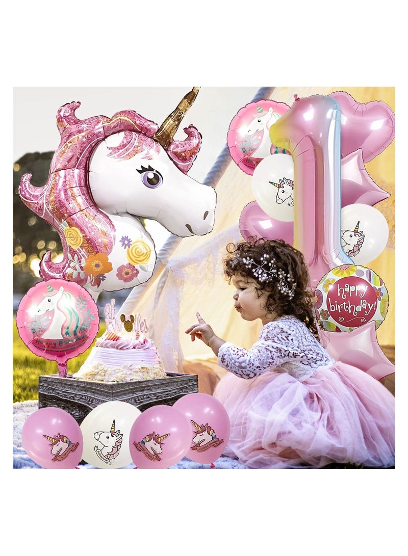 SYOSI Birthday Party Decorations Unicorn Balloons for Girls Party Large Gradient Jumbo Number Foil Balloon Bouquet Girly Theme Supplies Backdrop Decor Pink - Image 3