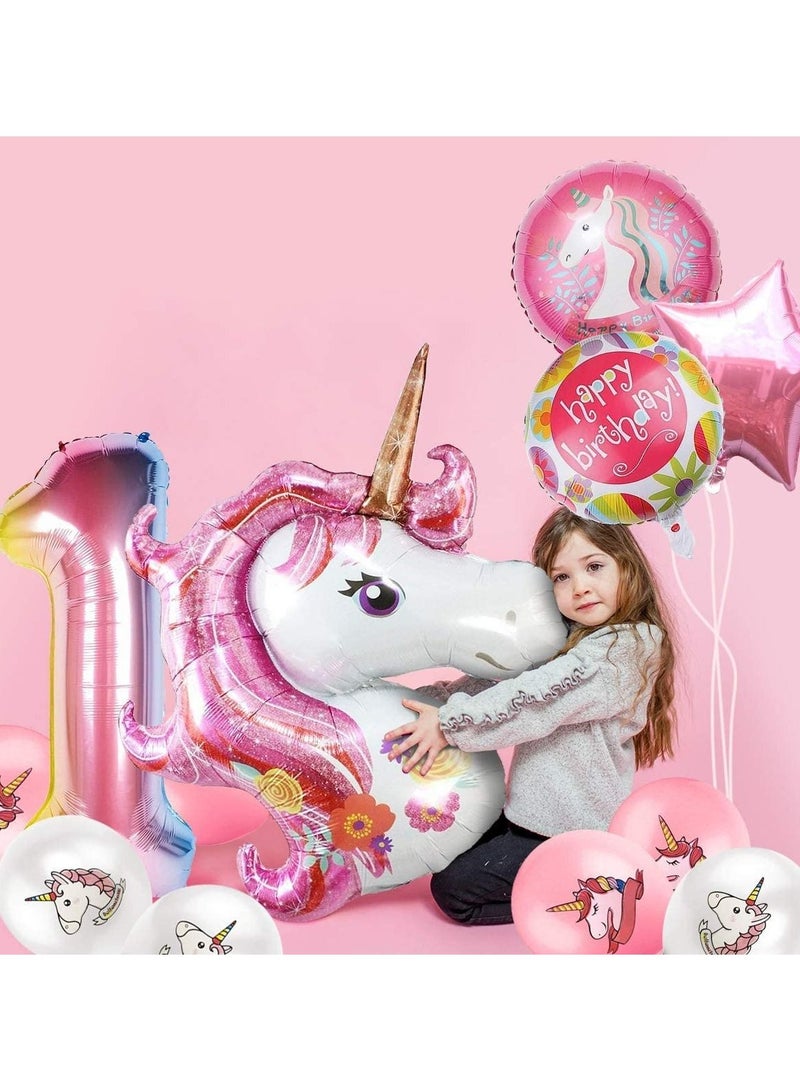 SYOSI Birthday Party Decorations Unicorn Balloons for Girls Party Large Gradient Jumbo Number Foil Balloon Bouquet Girly Theme Supplies Backdrop Decor Pink - Image 2