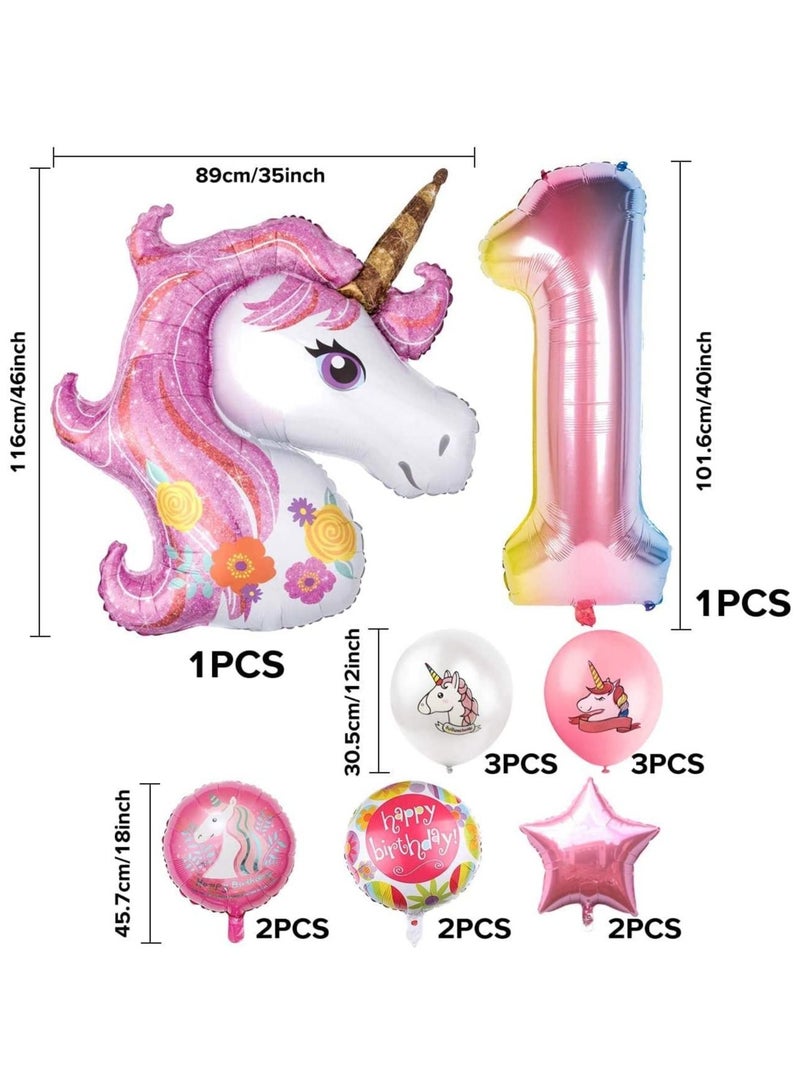 SYOSI Birthday Party Decorations Unicorn Balloons for Girls Party Large Gradient Jumbo Number Foil Balloon Bouquet Girly Theme Supplies Backdrop Decor Pink - Image 4