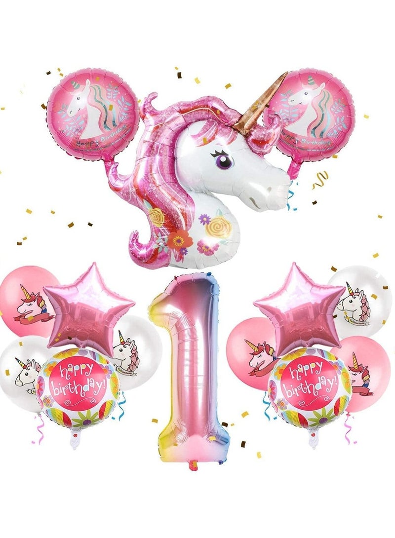 SYOSI Birthday Party Decorations Unicorn Balloons for Girls Party Large Gradient Jumbo Number Foil Balloon Bouquet Girly Theme Supplies Backdrop Decor Pink - Image 1