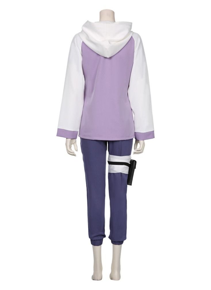 Generic - Naruto Hinata Hyuga Cosplay Costume, Hinata Hoodie Set With Forehead Protection, Pants With Leggings bandage, Net clothes, Kunai Bag for Women - Image 1