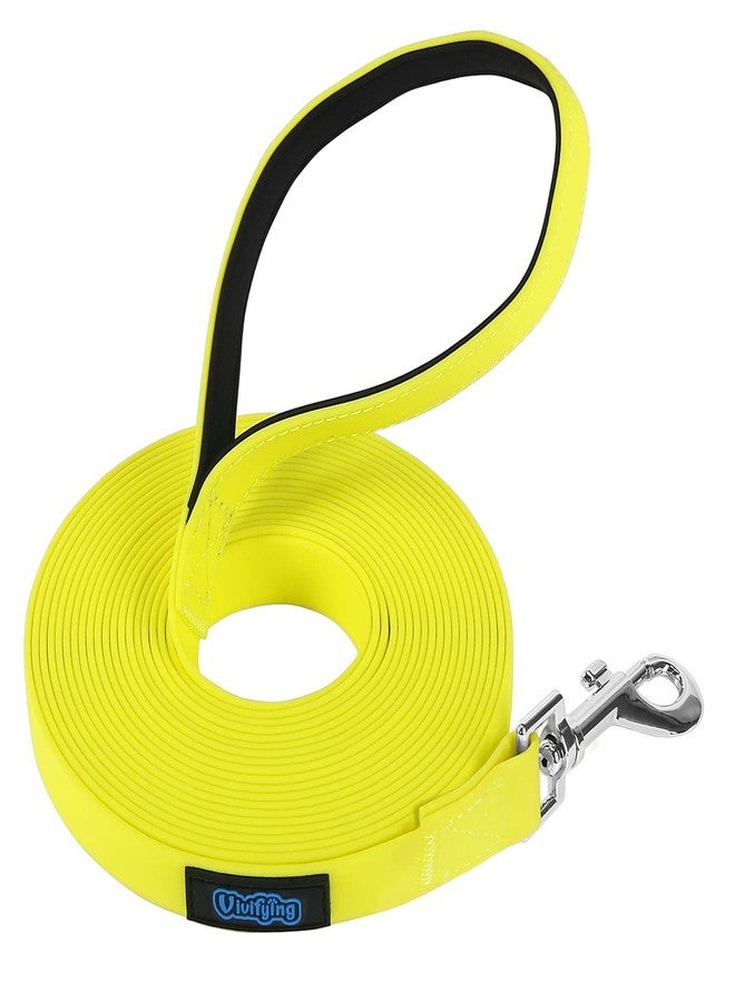 Vivifying Long Dog Leash, 20ft Waterproof Dog Training Leash for Outside, Durable PVC Long Line Lead with Padded Handle for Recall Training, Hiking, Swimming, Beach and Lake (Yellow) - Image 1
