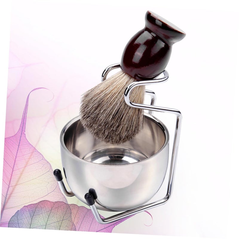 NOLITOY 3 قطع مجموعة العناية باللحية مع رف تخزين وعاء الحلاقة فرشاة للرجال - Image 3