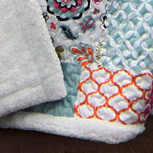 Lush Decor Brookdale Reversible Throw - Colorful Floral Pattern Patchwork Blanket - 60" x 50", Purple and Turquoise - Image 3