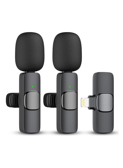 2 Pack Wireless Microphone compatible for iPhone iPad, Lapel Mics Plug-Play 2.4G Ultra-Low Delay Built-in Noise Reduction Chip 8H Working Time for Video Recording Interview Podcast Vlog YouTube