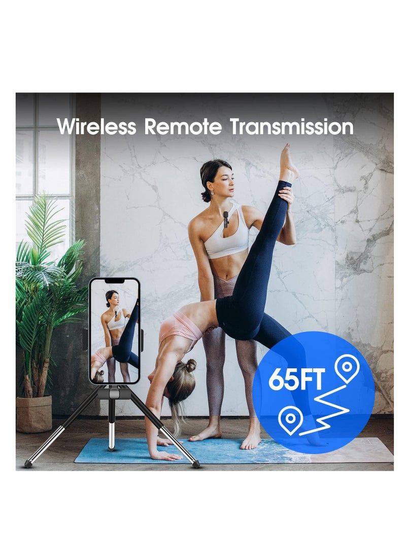 2 Pack Wireless Microphone compatible for iPhone iPad, Lapel Mics Plug-Play 2.4G Ultra-Low Delay Built-in Noise Reduction Chip 8H Working Time for Video Recording Interview Podcast Vlog YouTube