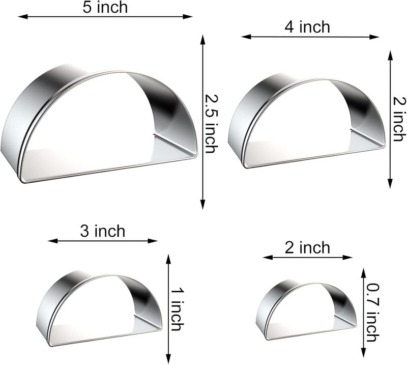QAAQS Half Circle Semicircle Cookie Cutter Set Large - 5 Inch, 4 Inch, 3 Inch, 2 Inch - Watermelon Frame Plaque Cookie Cutters Shapes Molds - Stainless Steel - Image 2