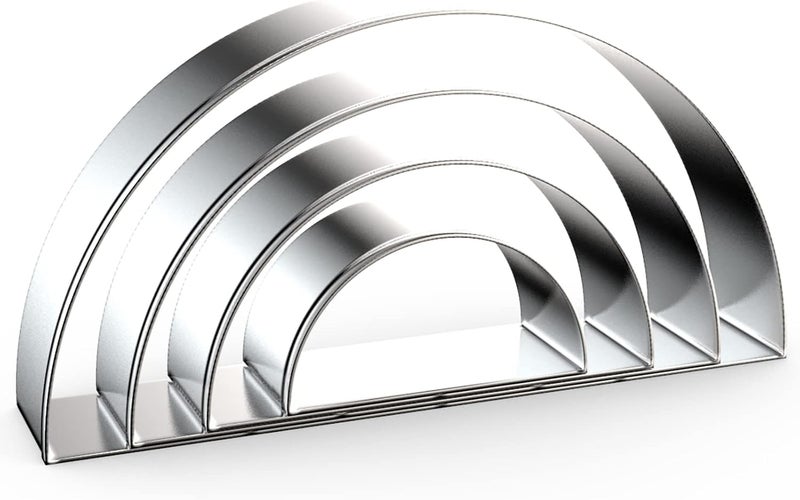 QAAQS Half Circle Semicircle Cookie Cutter Set Large - 5 Inch, 4 Inch, 3 Inch, 2 Inch - Watermelon Frame Plaque Cookie Cutters Shapes Molds - Stainless Steel - Image 1