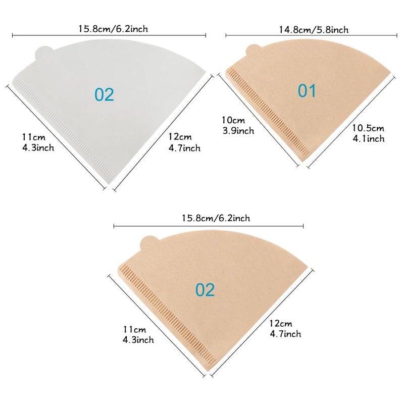 YQL Coffee Filter Paper,Size02 200 Count Natural Unbleached Disposable Coffee Filters Paper Fit for Drip Coffee Dripper - Image 2