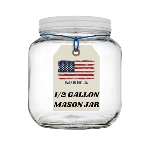 kitchentoolz Half Gallon Glass Large Mason Jar Wide Mouth with Airtight Metal Lid - 1/2 Gallon (64oz) Capacity - Pickling, Storing and Canning- BPA-Free Dishwasher Safe- By Kitchentoolz - Made in USA - Image 1