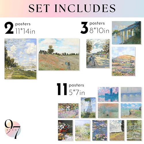 97 Decor Large 11x14 Claude Monet Wall Art Claude Monet Prints For Wall Decor Vintage Monet Poster For Room Aesthetic Floral Impressionist Wall Art Eclectic Famous Art Prints For Home Unframed - Image 3