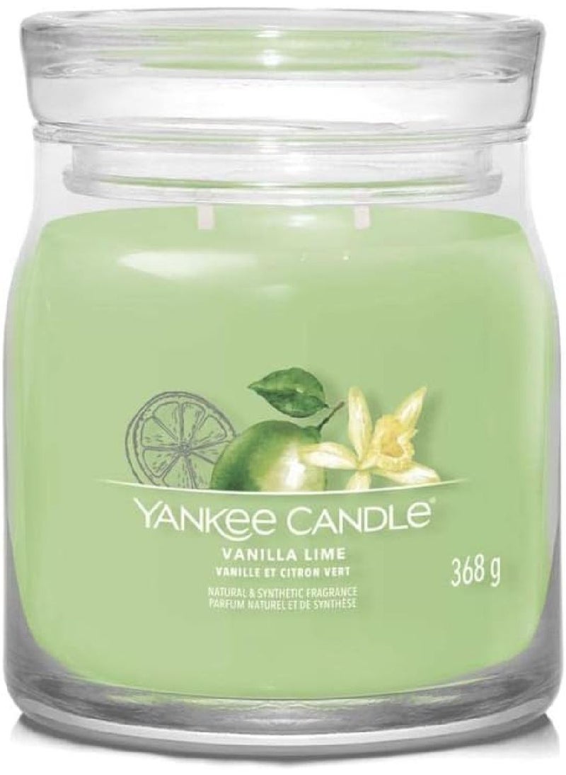 Yankee Candle Signature Scented Candle, Vanilla Lime Medium Jar Candle with Double Wicks, Soy Wax Blend Long Burning Candle, Perfect Gifts for Women - Image 1