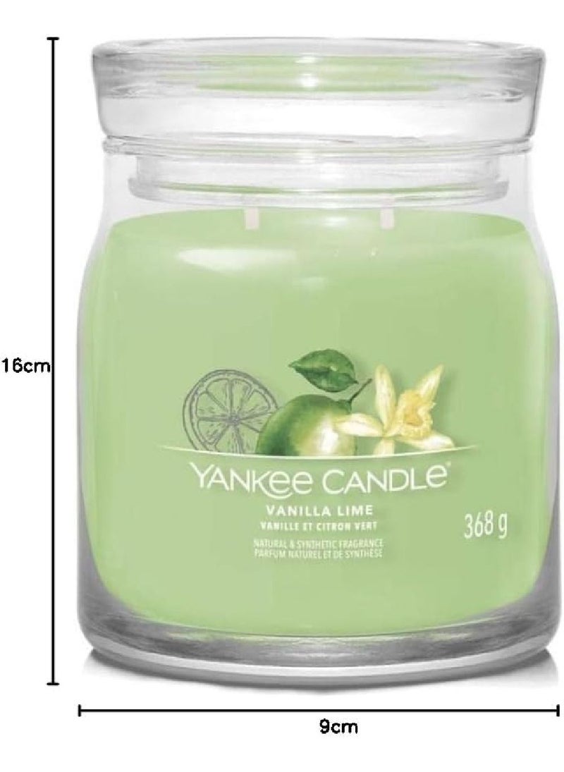 Yankee Candle Signature Scented Candle, Vanilla Lime Medium Jar Candle with Double Wicks, Soy Wax Blend Long Burning Candle, Perfect Gifts for Women - Image 2