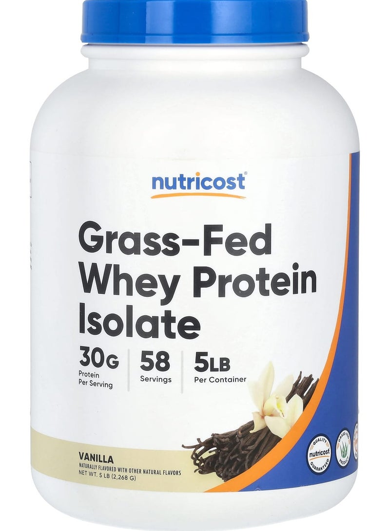 Grass-Fed Whey Protein Isolate, Vanilla, 5 lb (2,268 g)