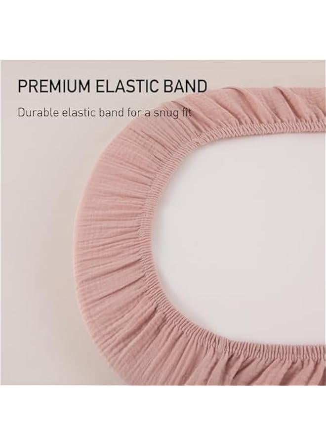 Muslin Bassinet Fitted Sheets, 2 Pack for Baby Boy and Girl, Soft Breathable Baby Pad/Mattress Sheet, Fit for Hourglass Oval and Rectangle Bassinet Mattress (Pink Cloud) - Image 5