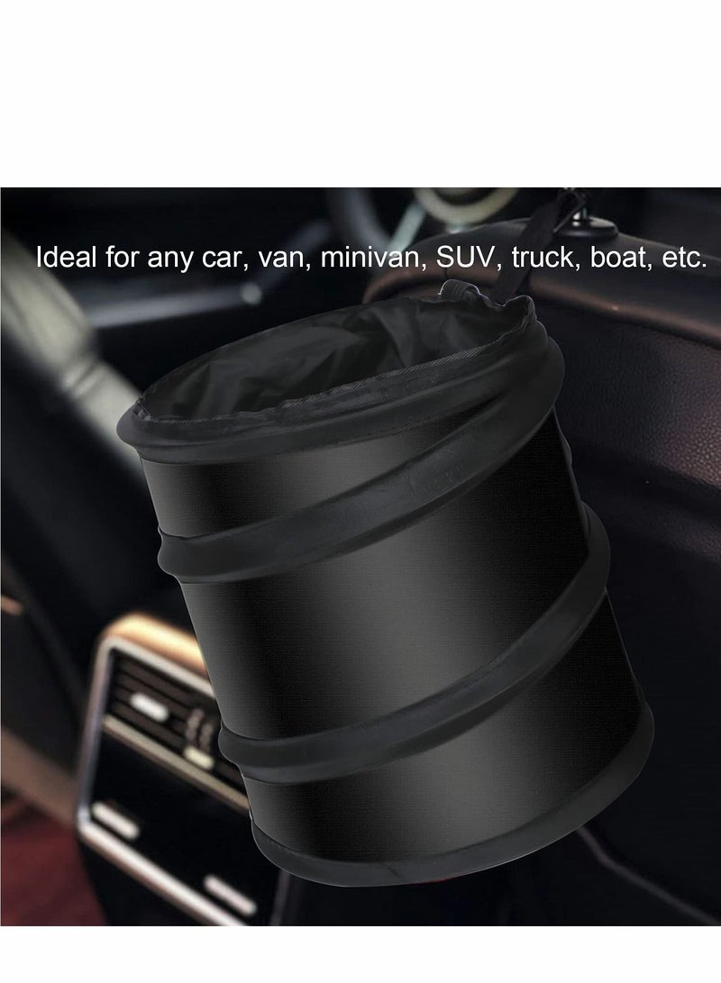 Y&D 2PCS Collapsible Pop Up Car Trash Can, Camping Universal Traveling Portable Garbage Bin Waste Basket Rubbish with 2 Seat Hook for to Organize Black  - Image 4